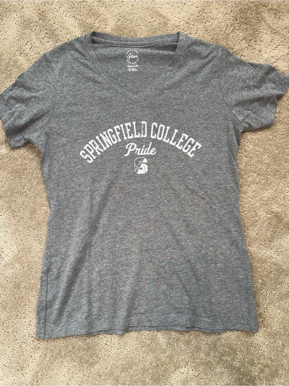 Springfield College Pride V-Neck Tee in Heather Gray Springfield, MA